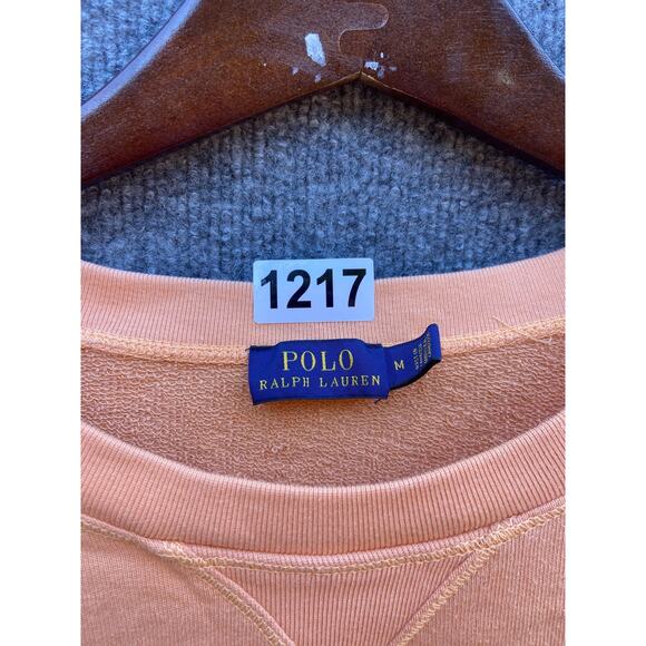 Polo Ralph Lauren Sweater Mens Medium Orange Crewneck Pullover Pony Logo Classic - Picture 5 of 10